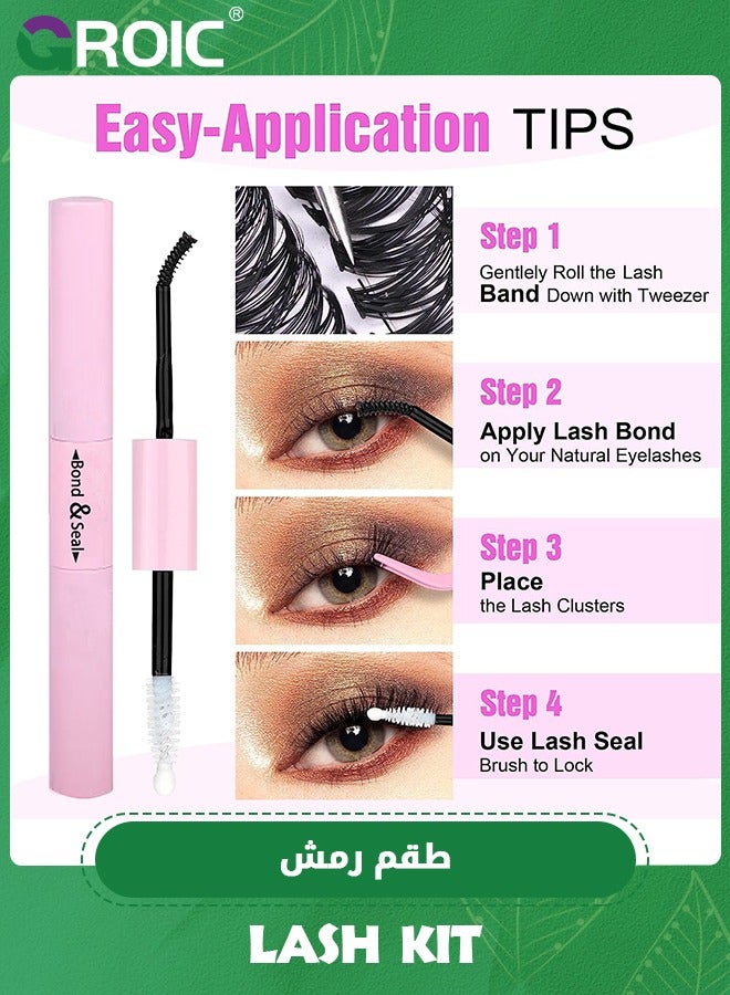 GROIC Lash Clusters 240pcs Cluster Lashes,DIY Lash Extension Kit, D Curl Eyelash Extension Kit 40D 9-16mm,Lash Clusters with Lash Tweezers and Eyelash Curler - Image 5