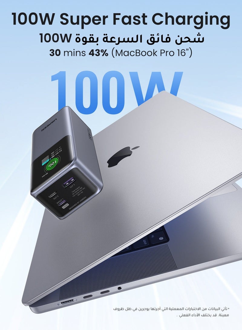 Ugreen 20000 mAh Nexode 20000mAh 130W Power Bank PD Fast Charging, 2 USB-C and 1 USB-A Portable Charger, Smart Digital Display Battery Pack for Galaxy S25U, MacBook, iPad Pro, iPhone 17 Series, etc 20000 130W TFT Display - Image 3