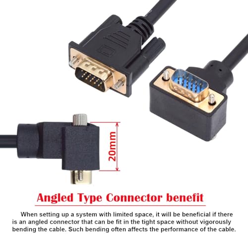 CY Cable 90 Degree Up Angled VGA RGB Male to Straight Male Extension 3COAX6C for Monitor Projector Computer - Image 3