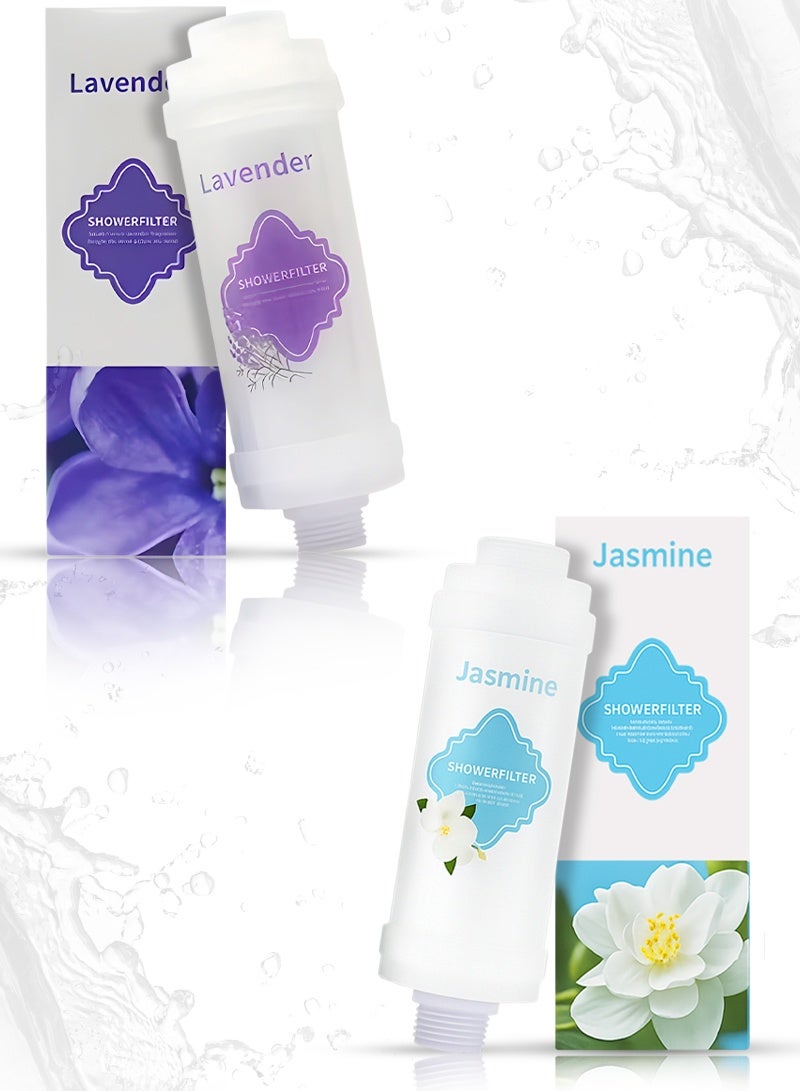ABJ 2-Pack Vitamin C Shower Filters with Aromatherapy (Lavender + Jasmine) – Advanced Hard Water Softener & Shower Filter for Skin and Hair, Reduces Chlorine & Impurities - Image 1