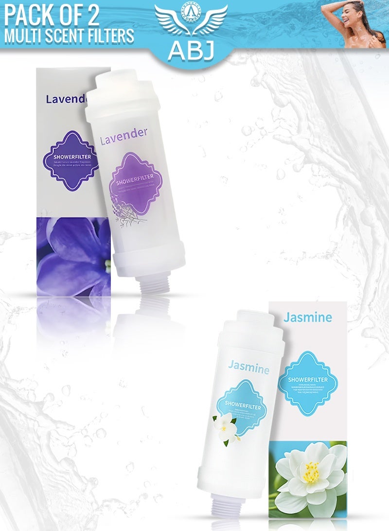 ABJ 2-Pack Vitamin C Shower Filters with Aromatherapy (Lavender + Jasmine) – Advanced Hard Water Softener & Shower Filter for Skin and Hair, Reduces Chlorine & Impurities - Image 1