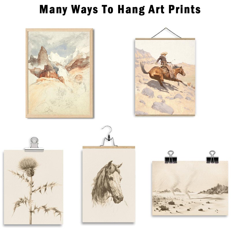 Aroutde Western Cowboy Canvas Wall Art Set, Vintage Western Print Cowboy Rodeo, Desert Landscape, Bison Farmhouse Picture, Rustic Southwest Wall Decor for Bedroom Eclectic Home Bathroom Deccorations 12Pcs (Unframed) - Image 4