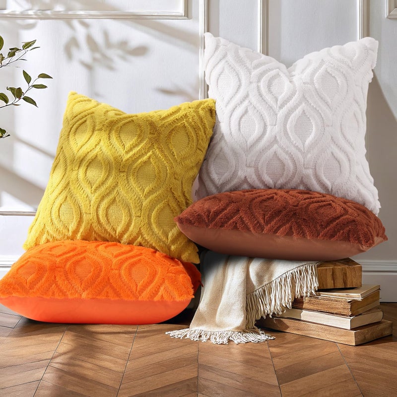 ديكور يو هوم أغطية وسائد من نسيج ناعم بنمط بني زيتوني، مقاس 26×26 بوحدتين، مناسبة للأريكة أو سرير الأريكة في المنزل الريفي الحديث. - Image 2