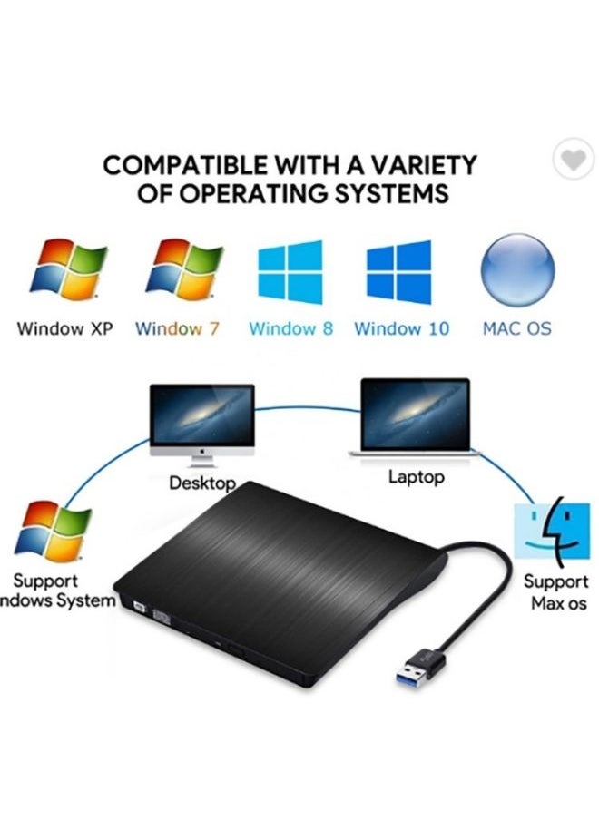 BURAQ - 663 High Speed CD DVD Burner USB3.0 Computer Laptop External Optical Drive Burner(White) - Image 1