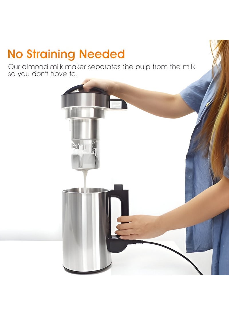 ESSENTIALS 360 Nut Milk Machine with Built in Strainer, Your Sustainable Vegan Kitchen Companion, Stainless Steel Plant Milk Maker for Lactose Free Milk, Almond Milk, Soy Milk, Oat Milk, Cashew Milk, Coconut Milk & More. 5 to 6 Cups Capacity 220 V  - Image 3
