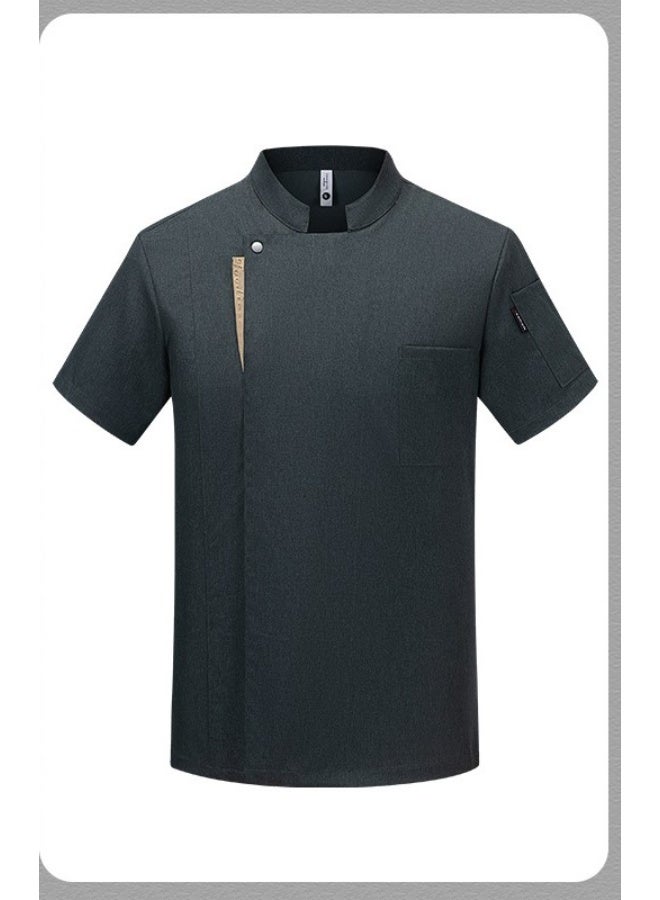 NIBEMINENT Chef Overalls Short Sleeve Spring and Summer Thin Breathable Hotel Restaurant Dining Kitchen Stain-Resistant Chef Uniform Workwe  - Image 1