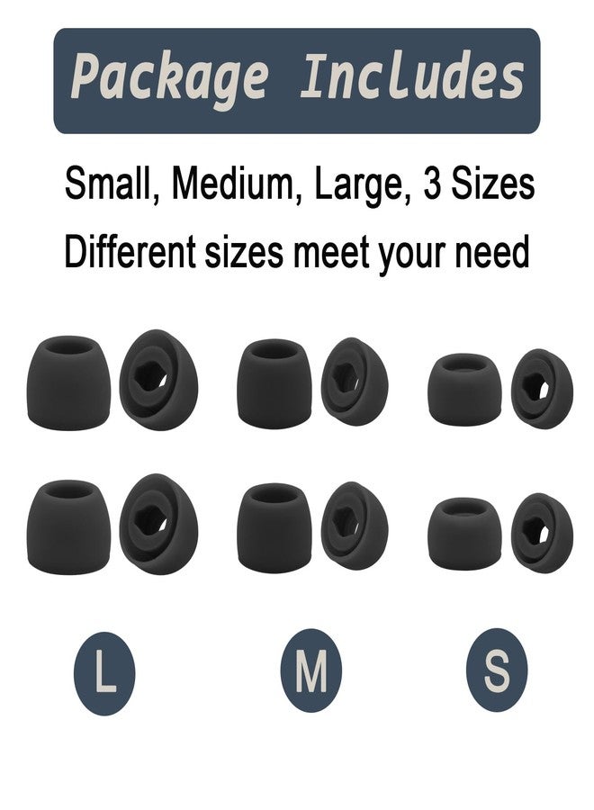 Niukeke 6 Pairs Replacement Eartips for Samsung Galaxy Buds Pro Headphones, Silicone Tips Earbuds Eartips Set, 3 Sizes L/M/S Earplug Replacement Accessories-Black - Image 3