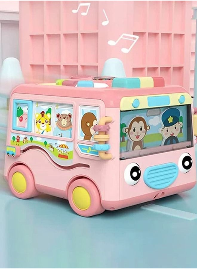 BAYBEE Multi-Functional Smart Bus Toys For Kids Musical Toys With Music Light Rollers Gears Tools Playset Shape Sorting Toys Push Pull Along Toys Kids Toys Learning Educational Toys For Kids Boy Girl  - Image 2