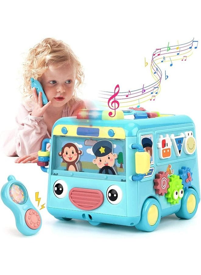 BAYBEE Multi-Functional Smart Bus Toys For Kids Musical Toys With Music Light Rollers Gears Tools Playset Shape Sorting Toys Push Pull Along Toys Kids Toys Learning Educational Toys For Kids Boy Girl  - Image 1