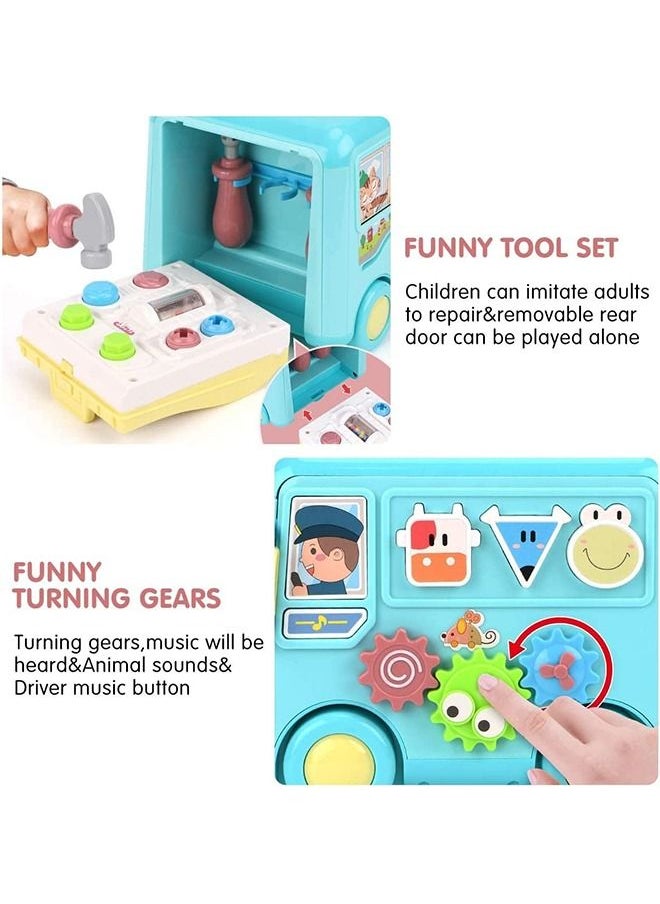 BAYBEE Multi-Functional Smart Bus Toys For Kids Musical Toys With Music Light Rollers Gears Tools Playset Shape Sorting Toys Push Pull Along Toys Kids Toys Learning Educational Toys For Kids Boy Girl  - Image 3