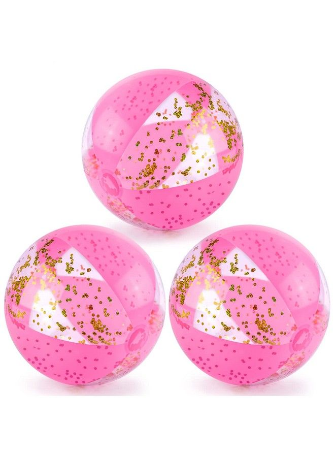 POPLAY Inflatable Beach Balls 16 Inch 3Pcs Glitter Beach Balls Pool Toys With Confetti Sparkling Balls For Kids Toddlers Adults Summer Pool Party - Image 1