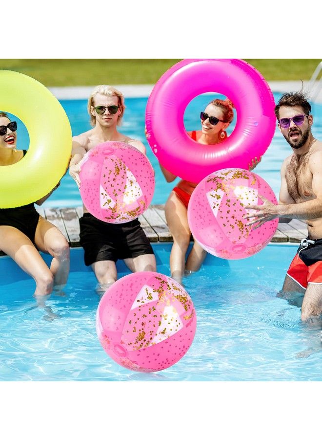 POPLAY Inflatable Beach Balls 16 Inch 3Pcs Glitter Beach Balls Pool Toys With Confetti Sparkling Balls For Kids Toddlers Adults Summer Pool Party - Image 3