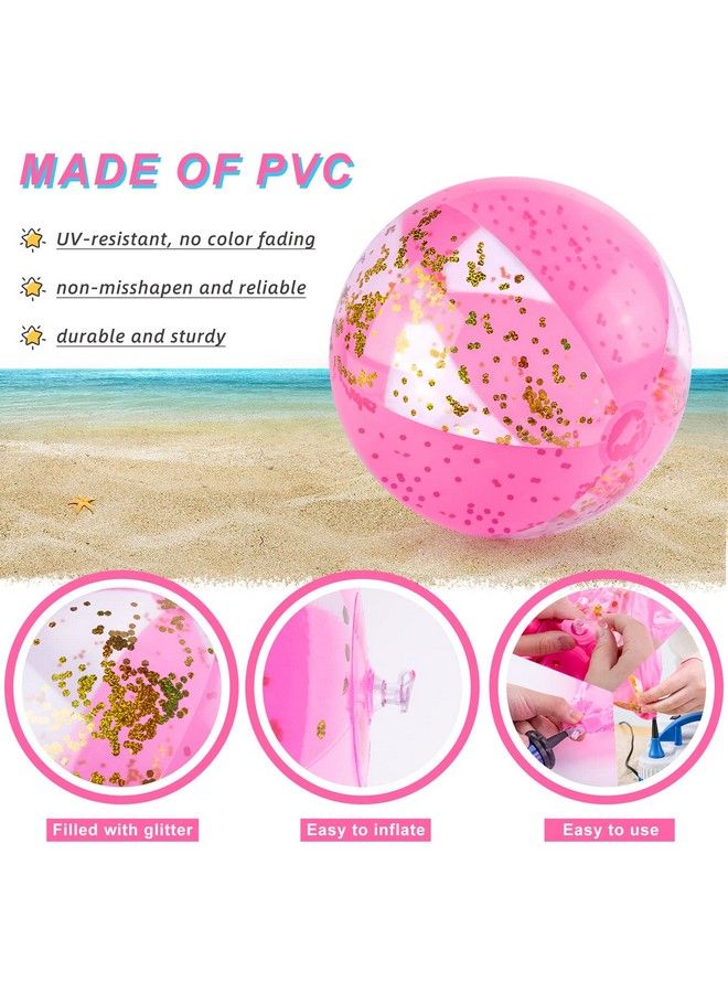 POPLAY Inflatable Beach Balls 16 Inch 3Pcs Glitter Beach Balls Pool Toys With Confetti Sparkling Balls For Kids Toddlers Adults Summer Pool Party - Image 5