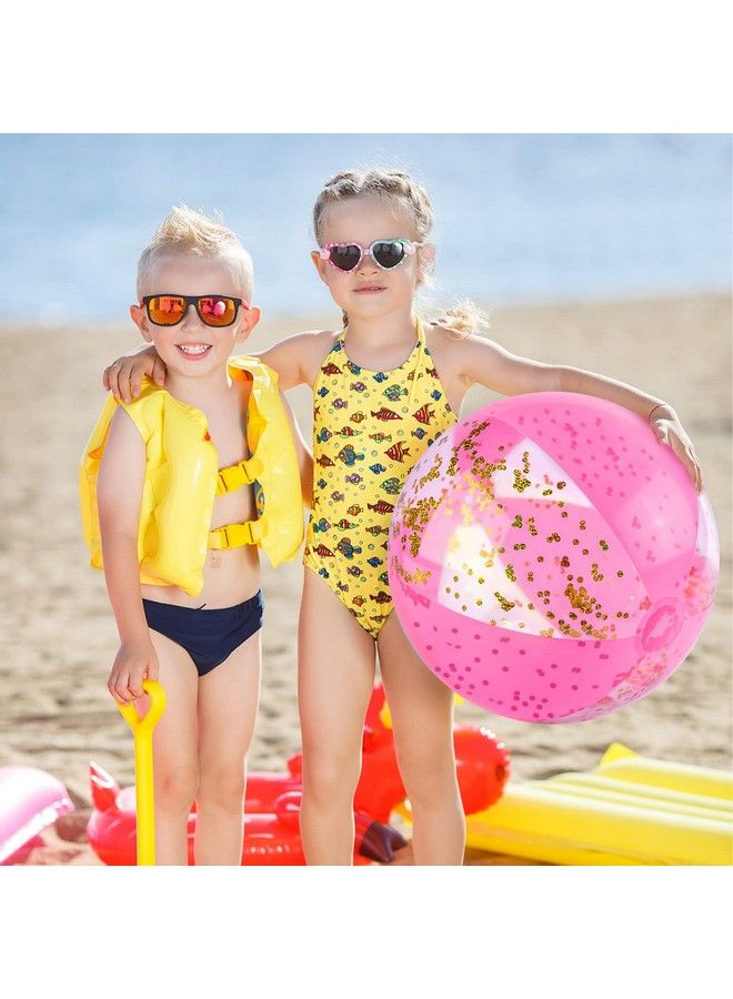 POPLAY Inflatable Beach Balls 16 Inch 3Pcs Glitter Beach Balls Pool Toys With Confetti Sparkling Balls For Kids Toddlers Adults Summer Pool Party - Image 4