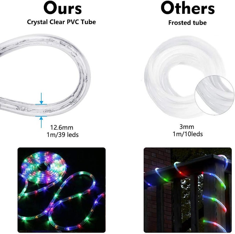 BRIZLER Multicolor Rope Lights,18ft 216 LED Christmas Rope Lights Waterproof, 120V ETL Flexible Tube Light Connectable Plugin Color Xmas Lighting for Garden, Patio, Party, Xmas, Holiday Decorations - Image 4