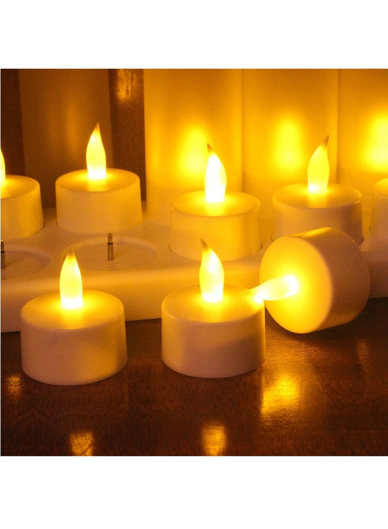 Esup Rechargeable Candles Flameless Flickering Candles Tealights 12pcs/Set with White Base, Decoration Parties, Weddings, Bar, Family, Dinner Outdoor Picnic - Image 3