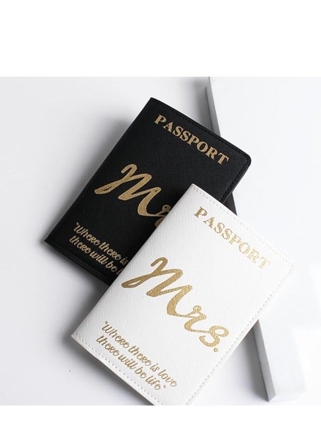 Showday Passport Wallets Travel Holder Set, Honeymoon travel Luggage Tags,Slim Passport Case Covers for Wedding Bridal Shower Gift Mr and Mrs Luggage Tags Couples Passport Holder Set (Mr-Ms-WB) - Image 2