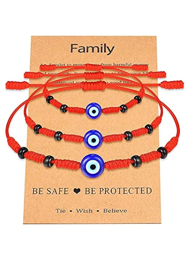Arabest Evil Eye 7 Knots Bracelet Set for 2/3 Adjustable Lucky Protection Bracelets for Women Men Little Boys & Girls Family - Image 1