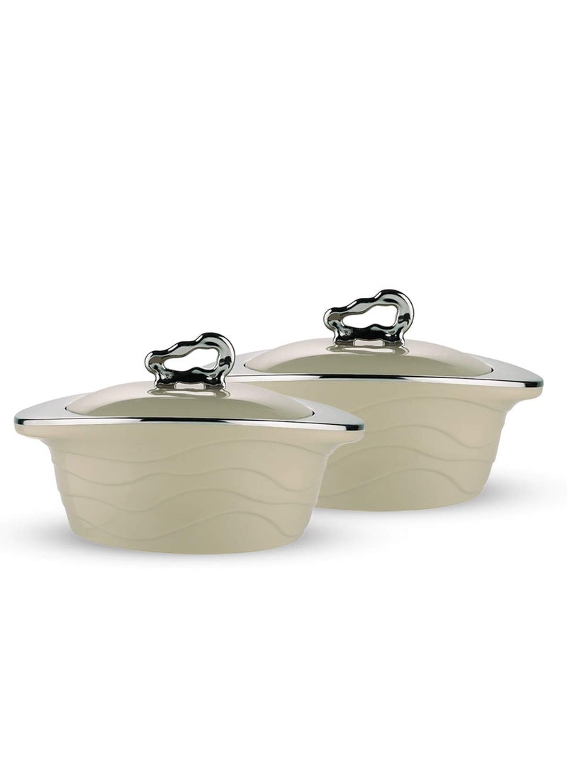 Trueware TRUEWARE Zinna Casserole Set of 2 1000ml1000ml Inner Steel CasseroleBrown PU Insulated BPA free Odour Proof Food Grade Easy to Carry Easy to Store Ideal For Chapatti Roti Curd Maker Kitchen Storage Kitchen accesseroies Thermoware Hot Pot  - Image 1
