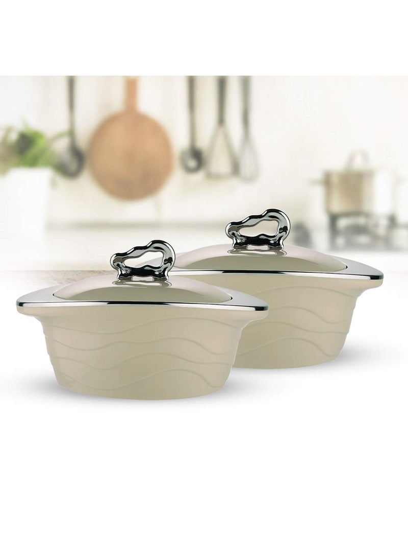 Trueware TRUEWARE Zinna Casserole Set of 2 1000ml1000ml Inner Steel CasseroleBrown PU Insulated BPA free Odour Proof Food Grade Easy to Carry Easy to Store Ideal For Chapatti Roti Curd Maker Kitchen Storage Kitchen accesseroies Thermoware Hot Pot  - Image 2