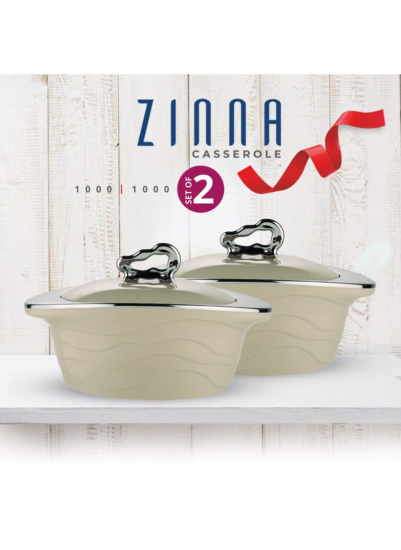 Trueware TRUEWARE Zinna Casserole Set of 2 1000ml1000ml Inner Steel CasseroleBrown PU Insulated BPA free Odour Proof Food Grade Easy to Carry Easy to Store Ideal For Chapatti Roti Curd Maker Kitchen Storage Kitchen accesseroies Thermoware Hot Pot  - Image 3