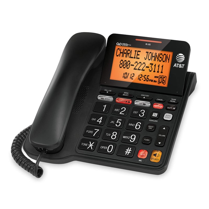 AT&T هاتف AT&T CD4930 السلكي مع نظام الرد الرقمي ومعرف المتصل، شاشة وأزرار كبيرة مائلة، أسود - Image 3