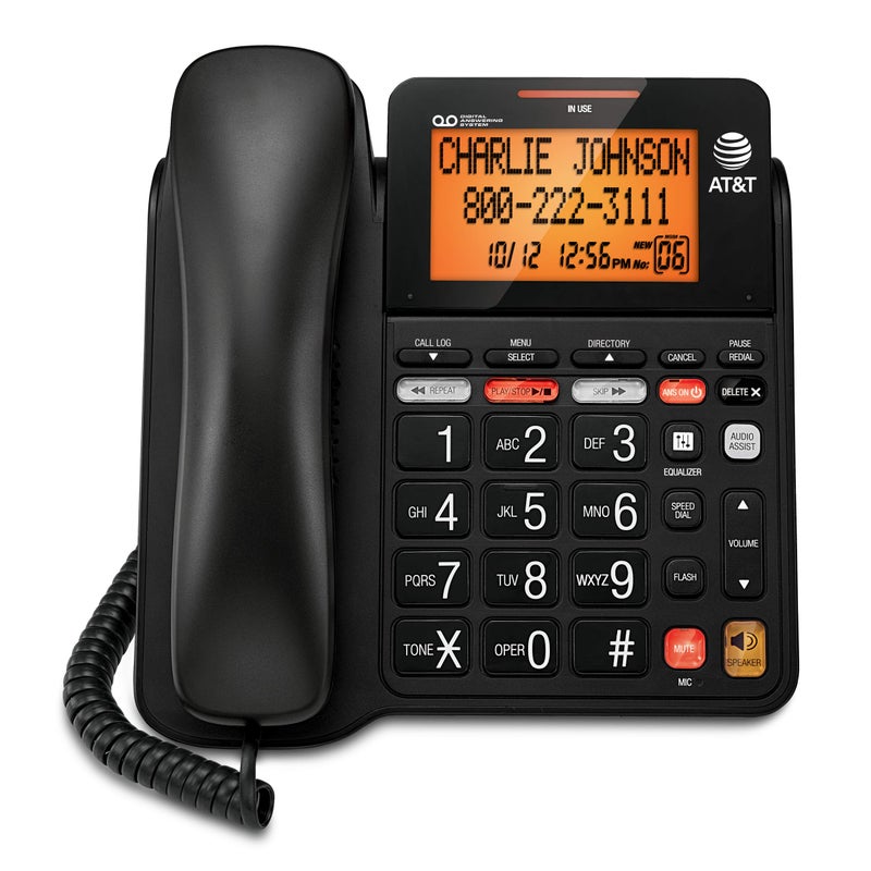 AT&T هاتف AT&T CD4930 السلكي مع نظام الرد الرقمي ومعرف المتصل، شاشة وأزرار كبيرة مائلة، أسود - Image 2