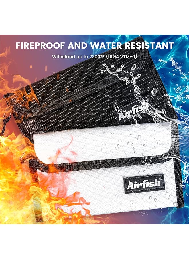 erorex 2 Pack Fireproof Bag 8 X 5 Inch Fireproof Money Bag Small Fireproof Document Bag Fireproof Envelope With Zipper Waterproof Cash Pouch For Valuables Jewelry Cash Passport Invoices  - Image 2