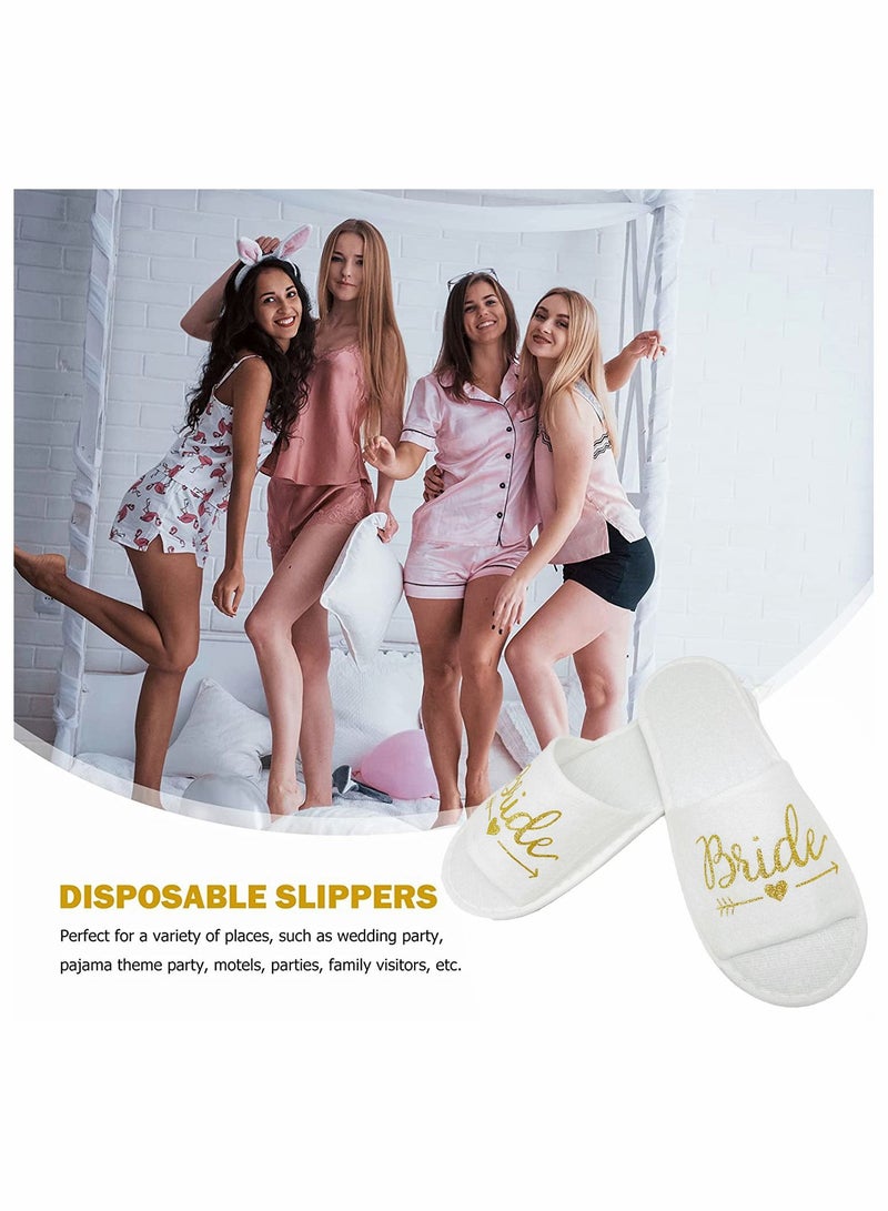 Excefore 12 Pairs Bride Slippers Disposable Open Toe Spa Slipper for The Bride Hen Do Accessories for Bridal Shower Hen Party - Image 4