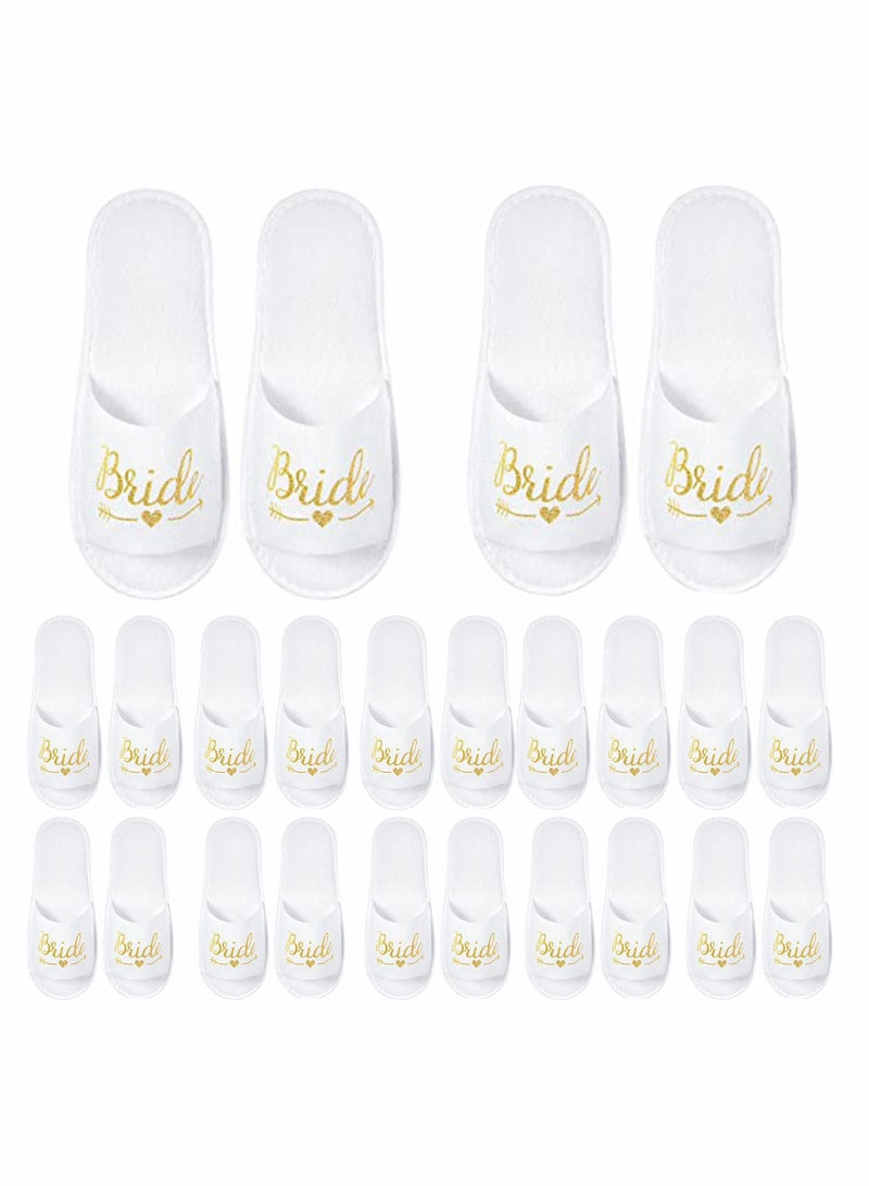 Excefore 12 Pairs Bride Slippers Disposable Open Toe Spa Slipper for The Bride Hen Do Accessories for Bridal Shower Hen Party - Image 1