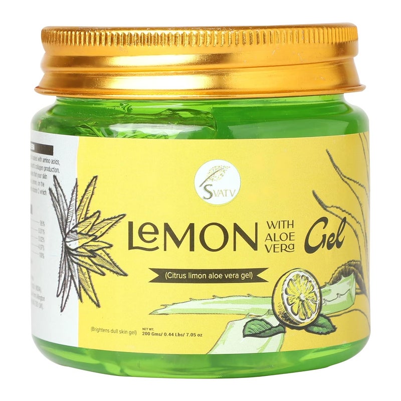 SVATV Natural Aloe Vera Gel With Lemon Fragrance for Face Skin Hair  Sunburn Relief Unscented Gel  Suitable for All Skin Types  200g 705 oz 044lbs
