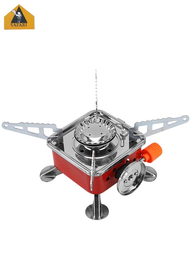 Safari Gas Stove for Camping Portable Butane Gas Burner 2.5KW, Stainless Steel, Foldable, Lightweight, SSF06 - Image 1