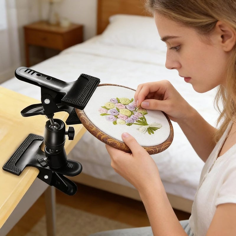 Adjustable Embroidery Holder, Heavy Duty Hoop Clamp, 12 Inch Portable Lap Stand with Sturdy Build, Sewing Accessory, Needlework Gadget with Stable Design, Craft Tool for Beginners Adults - Image 3