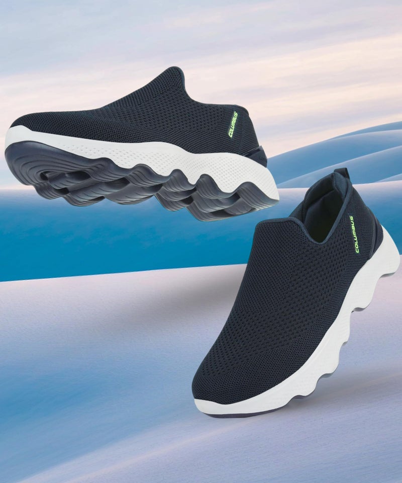 Columbus MASSAGER-01 Sports Shoes - Running Shoes|Walking Shoes| Training & Gym Shoe | Outdoors Shoe for Men (Navy & Fluorescent Green),UK-6 - Image 2