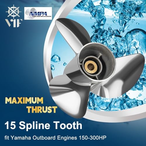 VIF Jason Marine OEM Upgrade Stainless Steel Boat Propeller Compatible with Yamaha 150hp 175hp 200hp 220hp 225hp 250hp F150 F175 F200 F225 Outboard Engines15 Spline Tooth Righthand 14 14 x 17 RH - Image 3