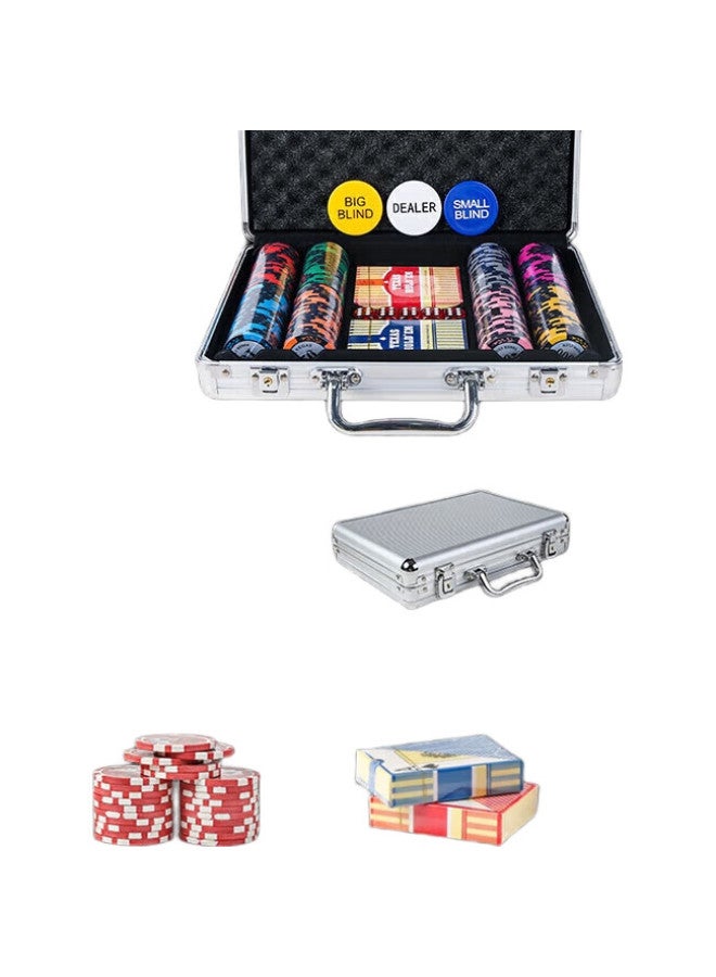 Wonderful Notes Miaoji Chips, Texas Hold'Em Chips, Wheat Spike Chips, Mahjong Tokens, 200 Pieces, Aluminum Box + 2 Decks Of Cards, Mj8328 - Image 2
