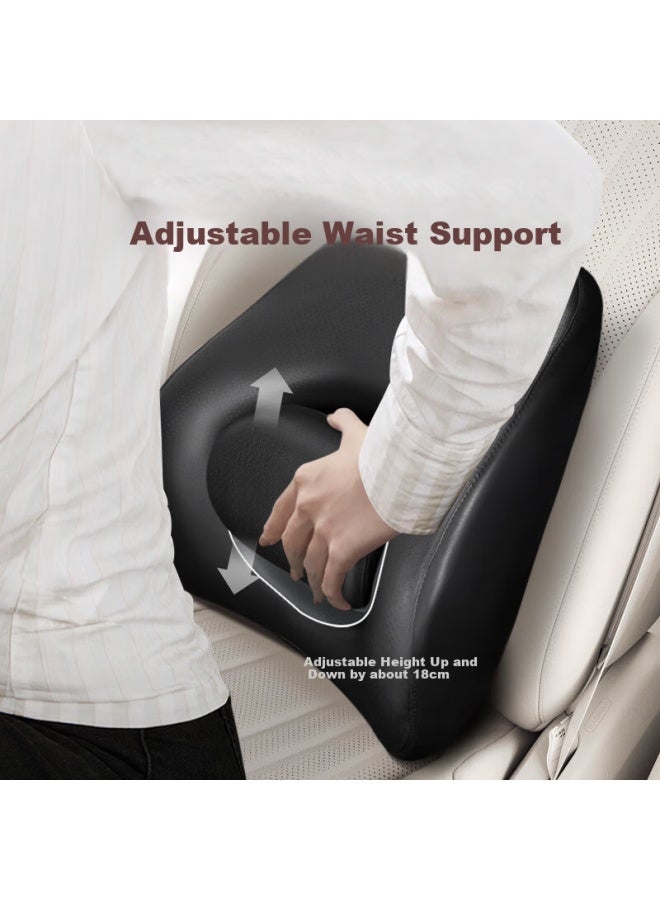 Sanlead Car Lumbar Support Cushion Leather Car Home Lumbar Support Backrest Pillow Memory Foam Car Lumbar Pad - Image 2