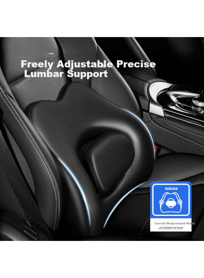 Sanlead Car Lumbar Support Cushion Leather Car Home Lumbar Support Backrest Pillow Memory Foam Car Lumbar Pad - Image 5
