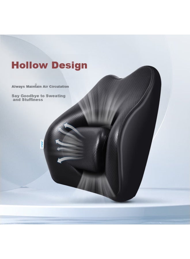 Sanlead Car Lumbar Support Cushion Leather Car Home Lumbar Support Backrest Pillow Memory Foam Car Lumbar Pad - Image 3