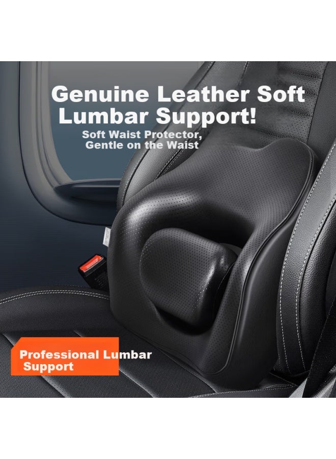 Sanlead Car Lumbar Support Cushion Leather Car Home Lumbar Support Backrest Pillow Memory Foam Car Lumbar Pad - Image 1