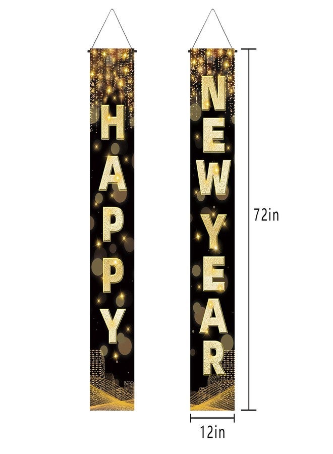 Labeol Happy New Year Banner, 72 x 12 Inch Large Front Door Porch Sign Hanging Banner Decorations New Years Eve Party Supplies 2025, Happy 2025 Decorations for Outdoor Indoor Home Wall - Image 2