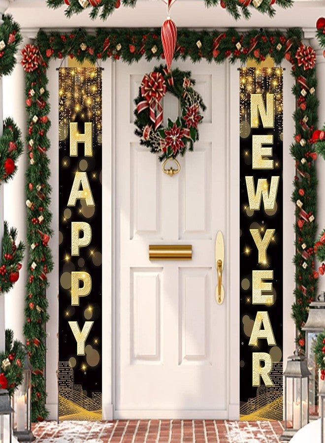 Labeol Happy New Year Banner, 72 x 12 Inch Large Front Door Porch Sign Hanging Banner Decorations New Years Eve Party Supplies 2025, Happy 2025 Decorations for Outdoor Indoor Home Wall - Image 1