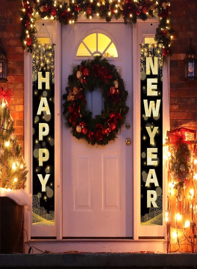 Labeol Happy New Year Banner, 72 x 12 Inch Large Front Door Porch Sign Hanging Banner Decorations New Years Eve Party Supplies 2025, Happy 2025 Decorations for Outdoor Indoor Home Wall - Image 5