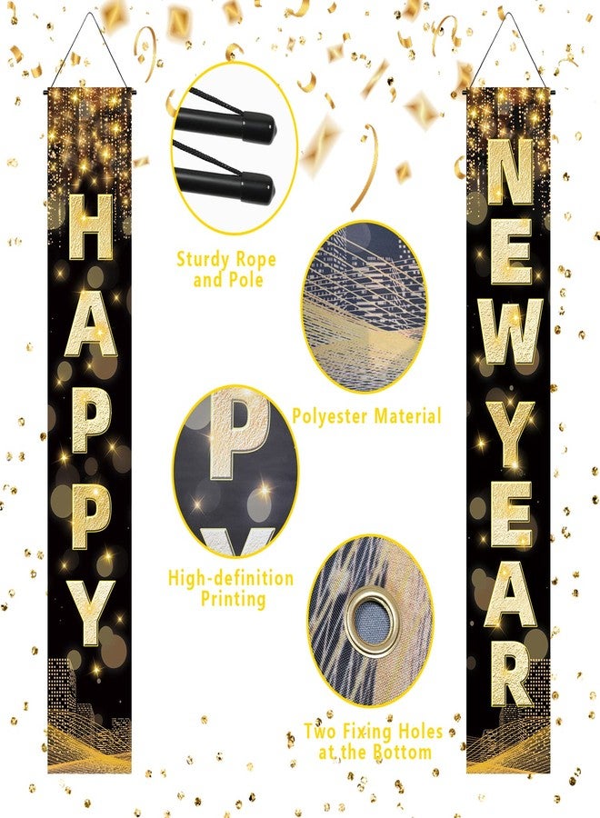 Labeol Happy New Year Banner, 72 x 12 Inch Large Front Door Porch Sign Hanging Banner Decorations New Years Eve Party Supplies 2025, Happy 2025 Decorations for Outdoor Indoor Home Wall - Image 3