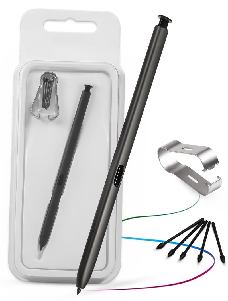 The AutoStory Replacement Stylus Pen/S Pen Compatible with Samsung Galaxy S24 Ultra Without Bluetooth with 5 Extra Tips/Nibs and tweezer (Black) - Image 1