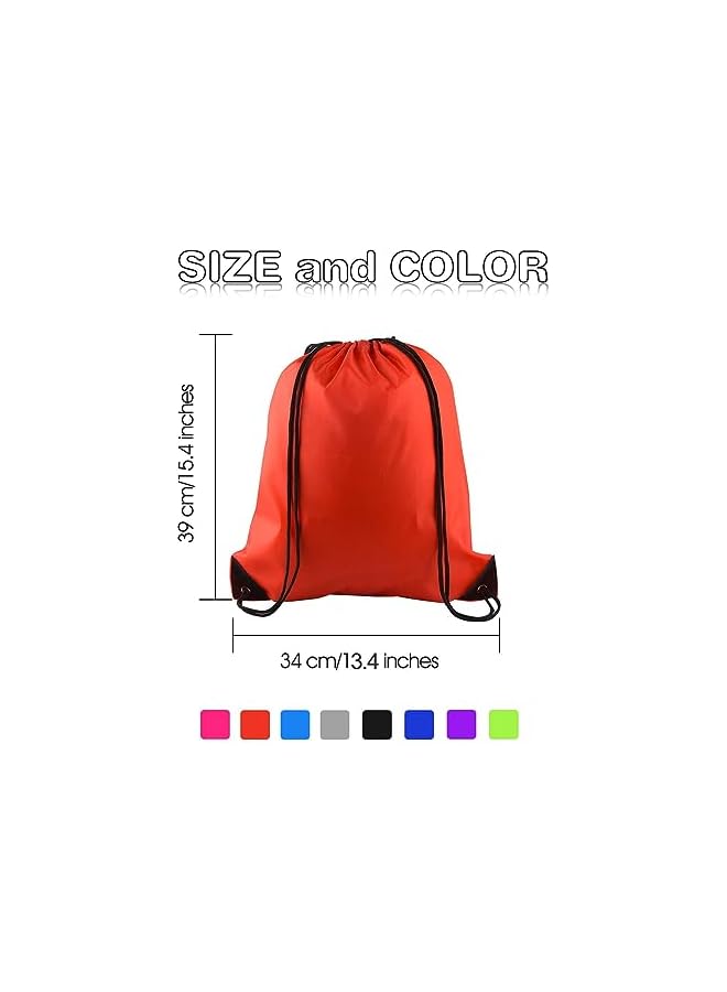PROMASS Drawstring Backpack, 8 Pcs Waterproof Drawstring Gym Bag String Swimming Bag For Adults And Kids, Folding Beach School Sport Toiletry Trainer Bag Travel Organiser Bag For Clothes Shoes - Image 5