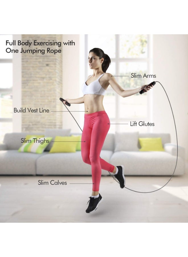 Jump Rope, Tangle-Free Rapid Speed Jumping Rope Cable with Ball Bearings for Women, Men, and Kids, Adjustable Steel Jump Rope Workout with Foam Handles for Fitness, Home Exercise & Slim Body - Image 4