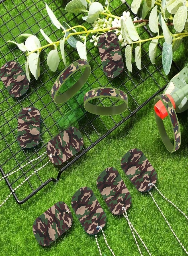 Maitys 90 Pcs Camouflage Military Dog Tags Set Including Military Dog Tags Camouflage Rubber Wristbands Chain for Kids Women Men Gifts Camo Party Favors - Image 3
