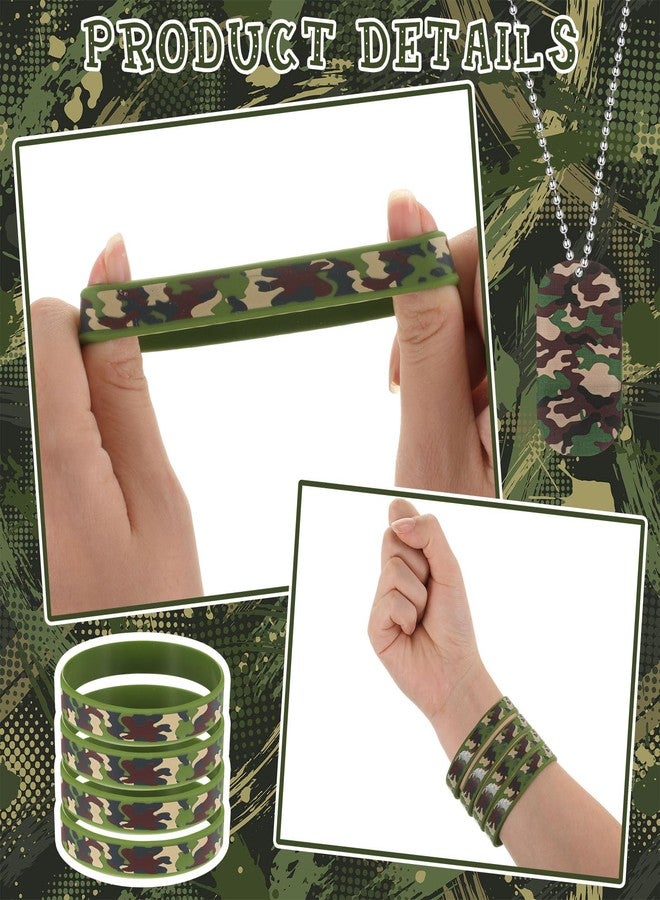 Maitys 90 Pcs Camouflage Military Dog Tags Set Including Military Dog Tags Camouflage Rubber Wristbands Chain for Kids Women Men Gifts Camo Party Favors - Image 4