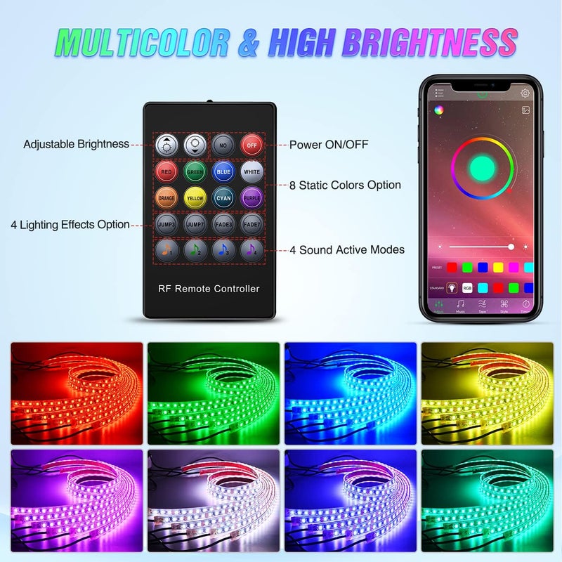 Nilight 6 قطع أضواء نيون تحت السيارة مع شريط إضاءة 300 LED RGB متعدد الألوان ووظيفة نشطة بالصوت ووضع الموسيقى مع التحكم عبر التطبيق والريموت لفان SUV شاحنة - Image 2